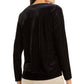 Alfani Women's Textured Scoop Neck Long Sleeve Casual Top Black Size X-Small