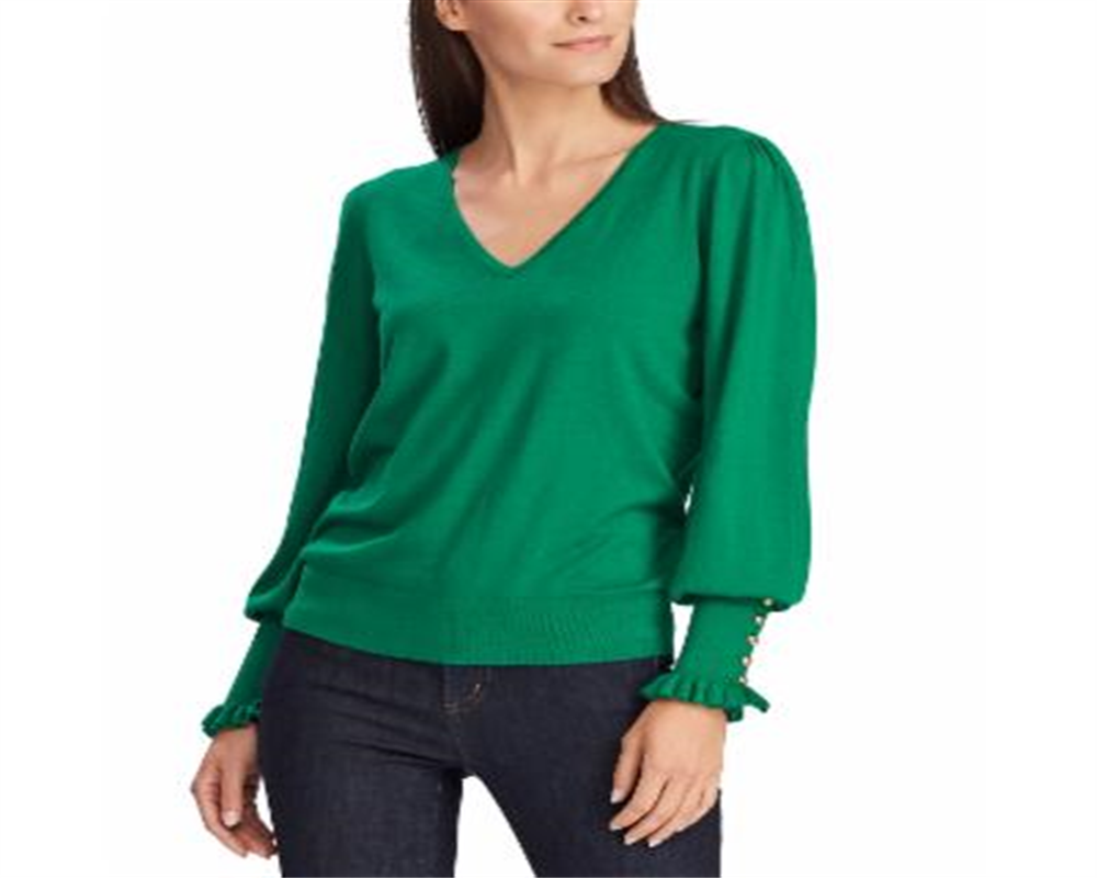 Ralph Lauren Women's Button Cuff Long Sleeve Sweater Green Size Small