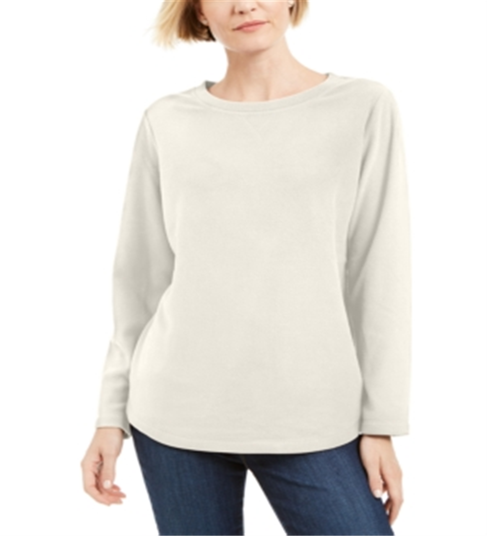 Karen Scott Women's Sport Fleece Sweatshirt White Size XX-Large