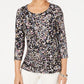 JM Collection Women's Mosaic Gel Dot Top Black Size Petite S