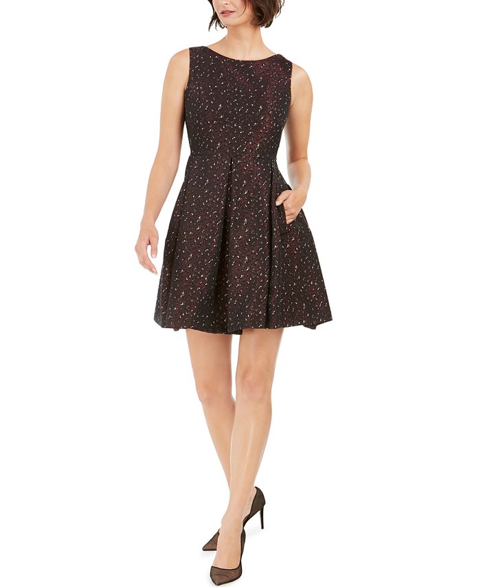 Taylor Women's Zippered Sleeveless Jewel Neck Above the Knee Fit Flare Dress Red Size 2 Petite
