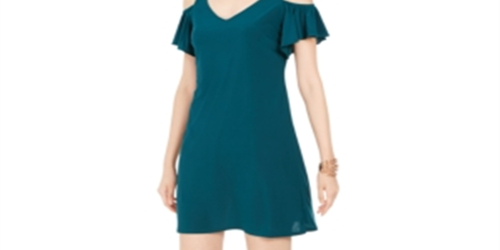 MSK Women's Cold Shoulder Flutter Sleeve Dress Green Size -Petite S
