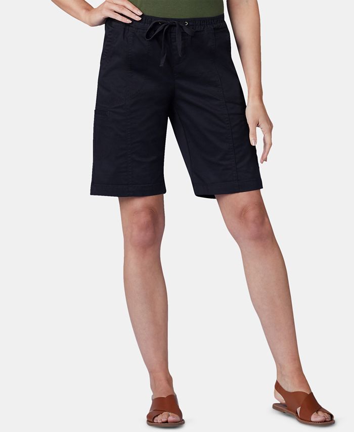 Lee Pull on Women's Mid Rise Drawstring Waist Bermuda Short-Petite Black Size 10 P