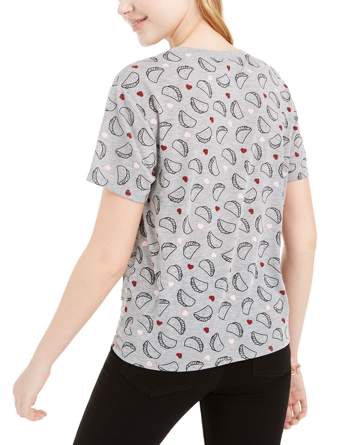 Love Tribe Juniors' Taco Tie-Front T-Shirt Gray Size S