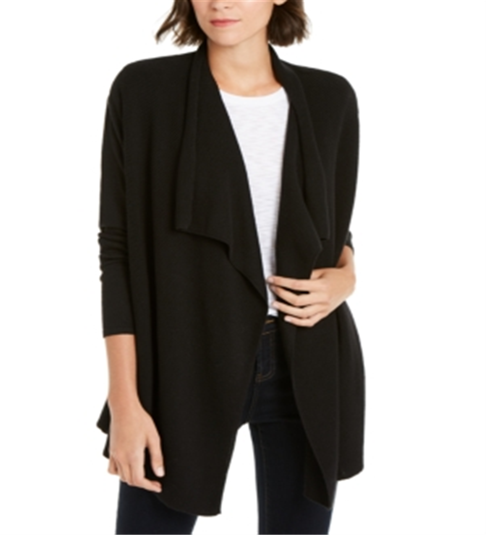 INC Iternational Concepts Women's Rib Cozy Open Front Sweater Black Size X-Small