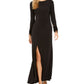 Calvin Klein Women's Feather Cuffs Ruched Evening Gown Black Size 12