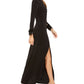 Calvin Klein Women's Feather Cuffs Ruched Evening Gown Black Size 12