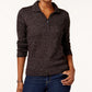 Karen Scott Women's Point Collar Marled Sweater Black Size Large