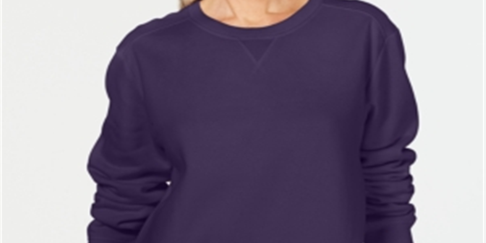 Karen Scott Women's Crewneck Fleece Sweatshirt Purple Size Petite P