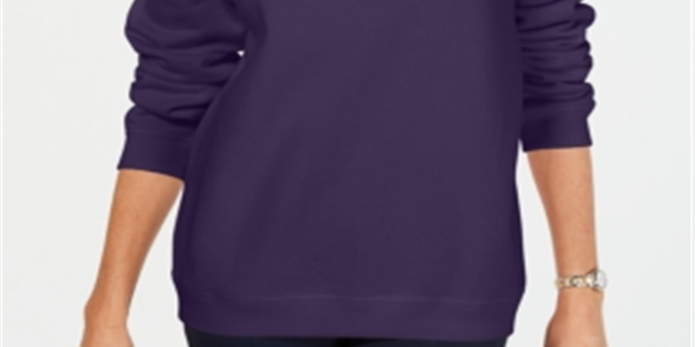 Karen Scott Women's Crewneck Fleece Sweatshirt Purple Size Petite P