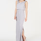 Adrianna Papell Women's Solid Blouson Gown Dress Gray Size 10