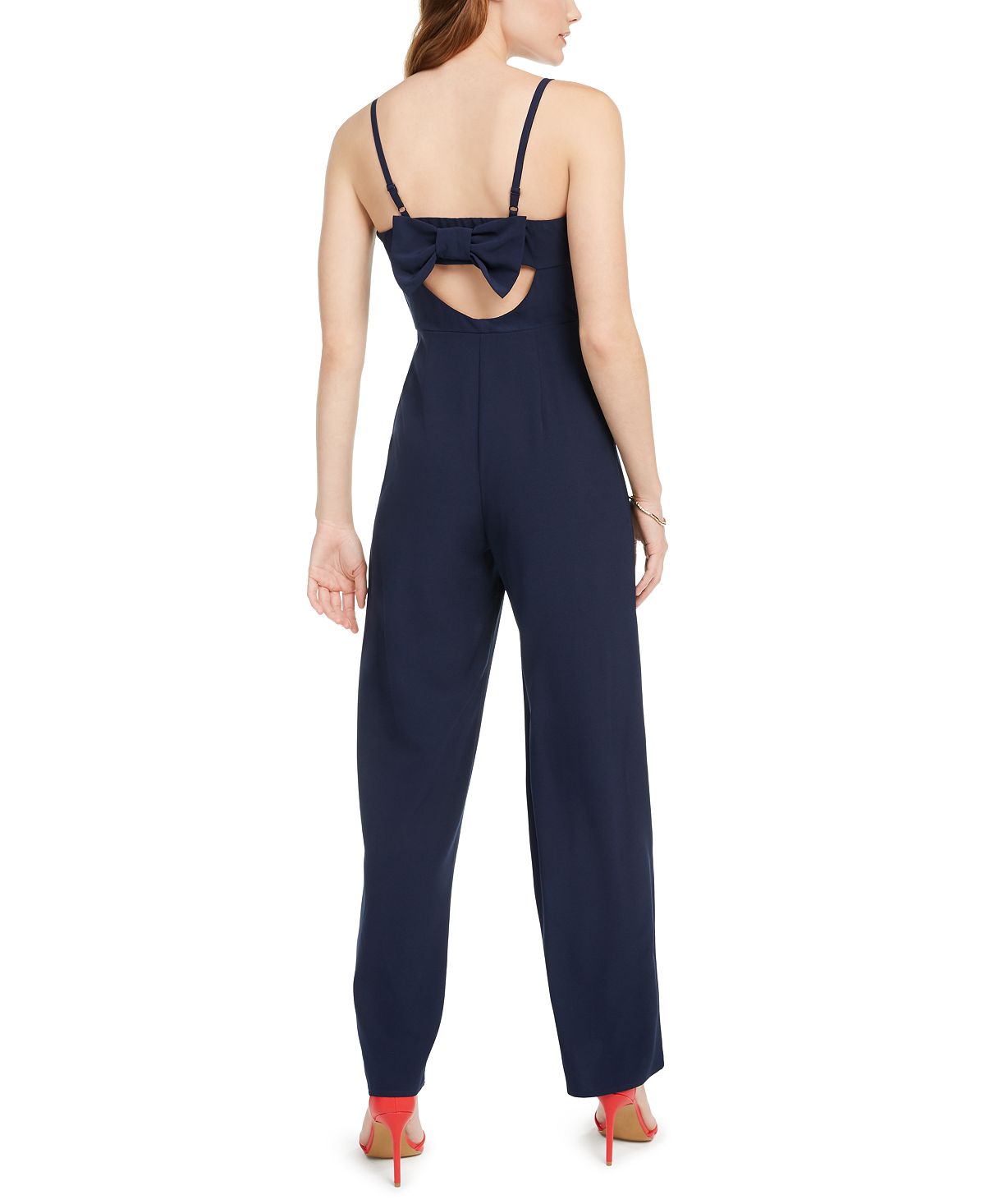 Trixxi Women's Spaghetti Strap V Neck Wide Leg Evening Jumpsuit Blue Size 1