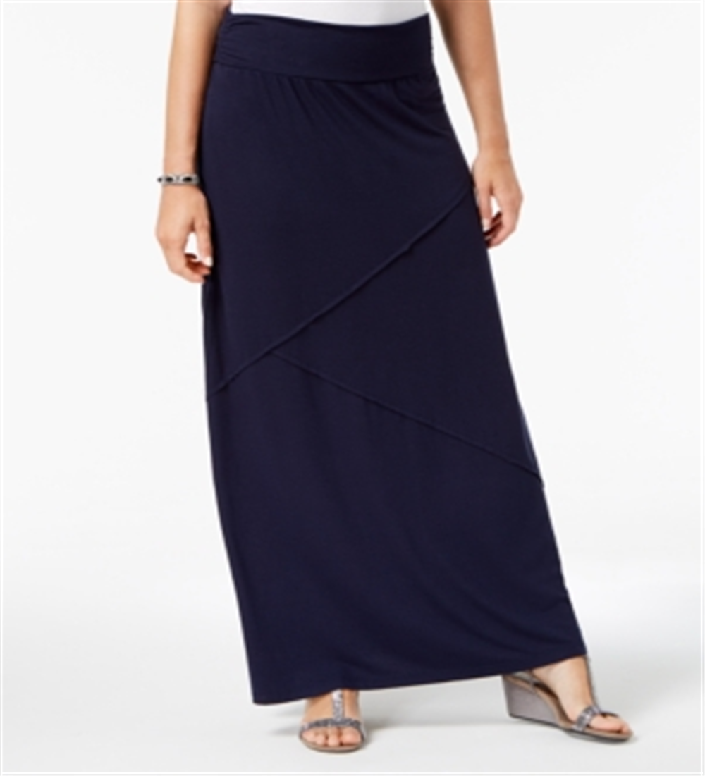 Style & Co Women's Skirt Petite Maxi Exposed Seam Blue Size Petite X-Large