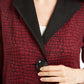 JM Collection Women's Printed 3/4 Sleeve Jacket Red Size Petite Small