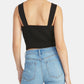 Rachel Roy Women's Sleeveless Square Neck Crop Top Black Size Medium