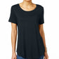 JM Collection Women's Shirttail Hem Top Dark Blue Size Petite L