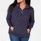 Karen Scott Women's Sport Printed Zip Top Blue Size M