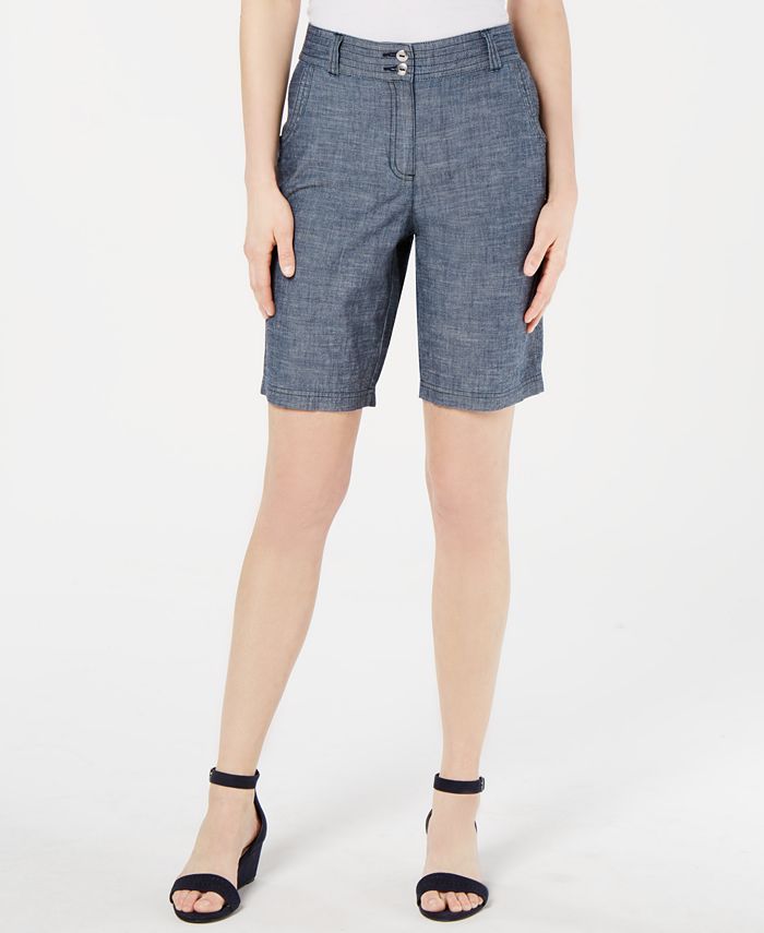 Karen Scott  Women's  Cotton Chambray Shorts  - Chambray Blue Size 18