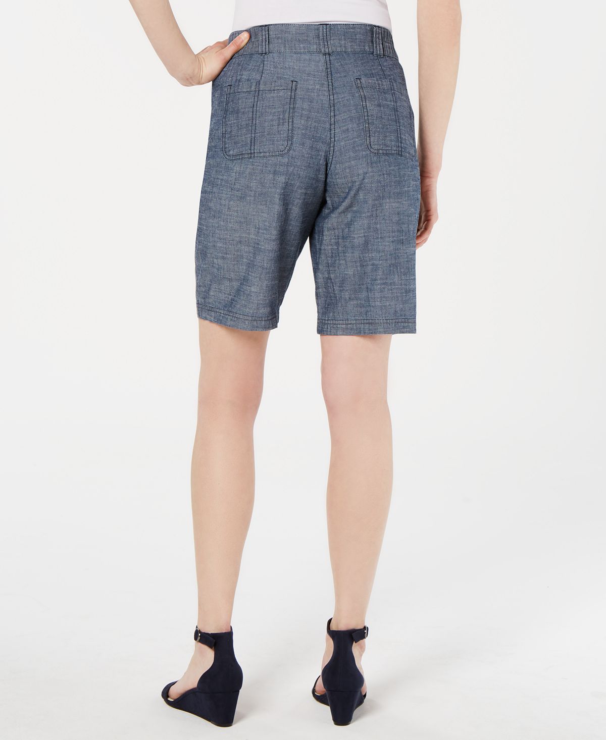 Karen Scott  Women's  Cotton Chambray Shorts  - Chambray Blue Size 18