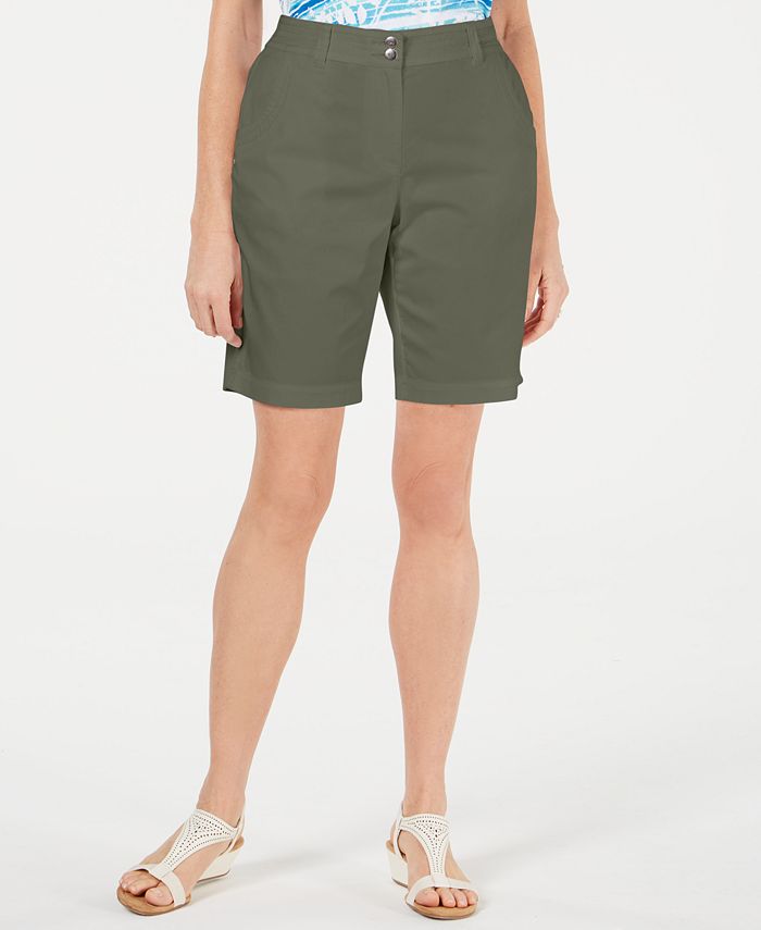 Karen Scott Women's Curved Pocket Shorts Green Size 6