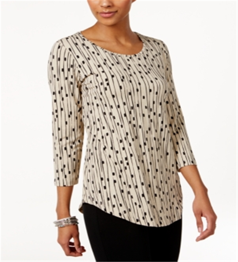 JM Collection Women's Printed T-Shirt Brown Size M