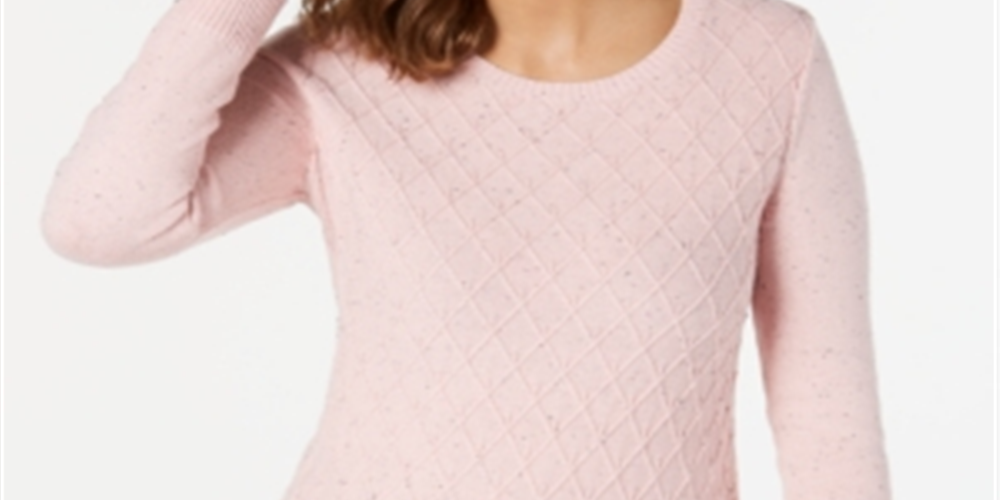 Karen Scott Women's Diamond Cable Knit Sweater Pink Size X-Small