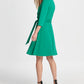 DKNY Women's Surplice Ponte Fit Flare Dress Green Size 2