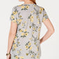 Style & Co Women's Cotton Floral-Print Top Gray Size Small