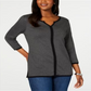 Karen Scott Womens Heather Raglan Keyhole Blouse Gray Size X-Small