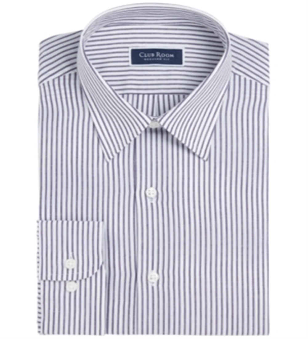 Club Room Men's Classic/Regular-Fit Stripe Dress Shirt Blue Size 15.5X34-35