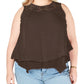 Style & Co Women's Lace Yoke Blouse Brown Size 0X