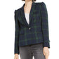 INC Iternational Concepts Women's Puff Sleeve Plaid Jacket Green  Size X-Small