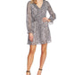 CeCe Women's Animal Print Ruffled Mini Dress Gray Size 14