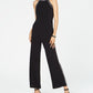 INC इंटरनेशनल कॉन्सेप्ट्स वुमेन कॉन्ट्रास्ट पाइपिंग हॉल्टर जंपसूट ब्लैक साइज़ पेटिट एक्सएल