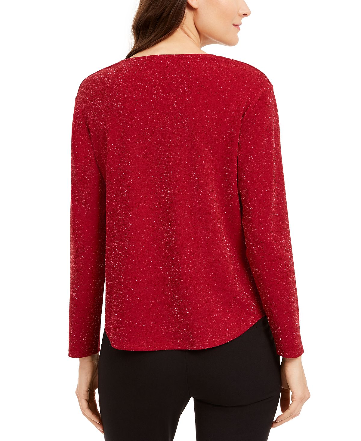 Monteau Women's Cowlneck Metallic Top Black Size 3XL