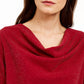 Monteau Women's Cowlneck Metallic Top Black Size 3XL