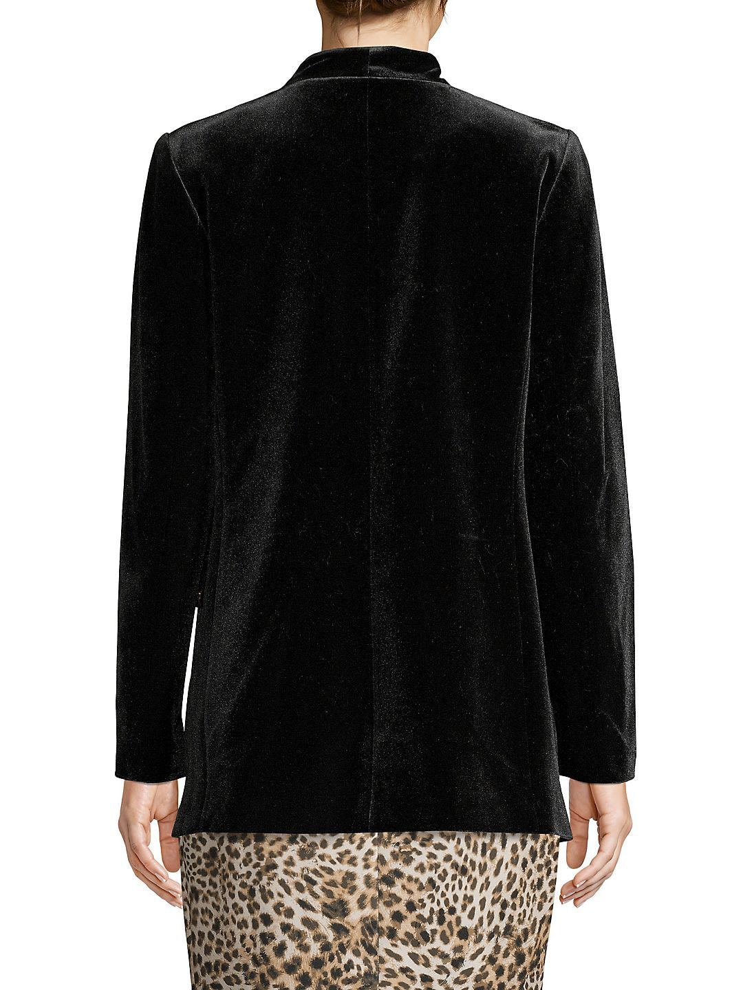 Calvin Klein Women's Long Sleeve Open Front Velvet Jacket Black Size 14