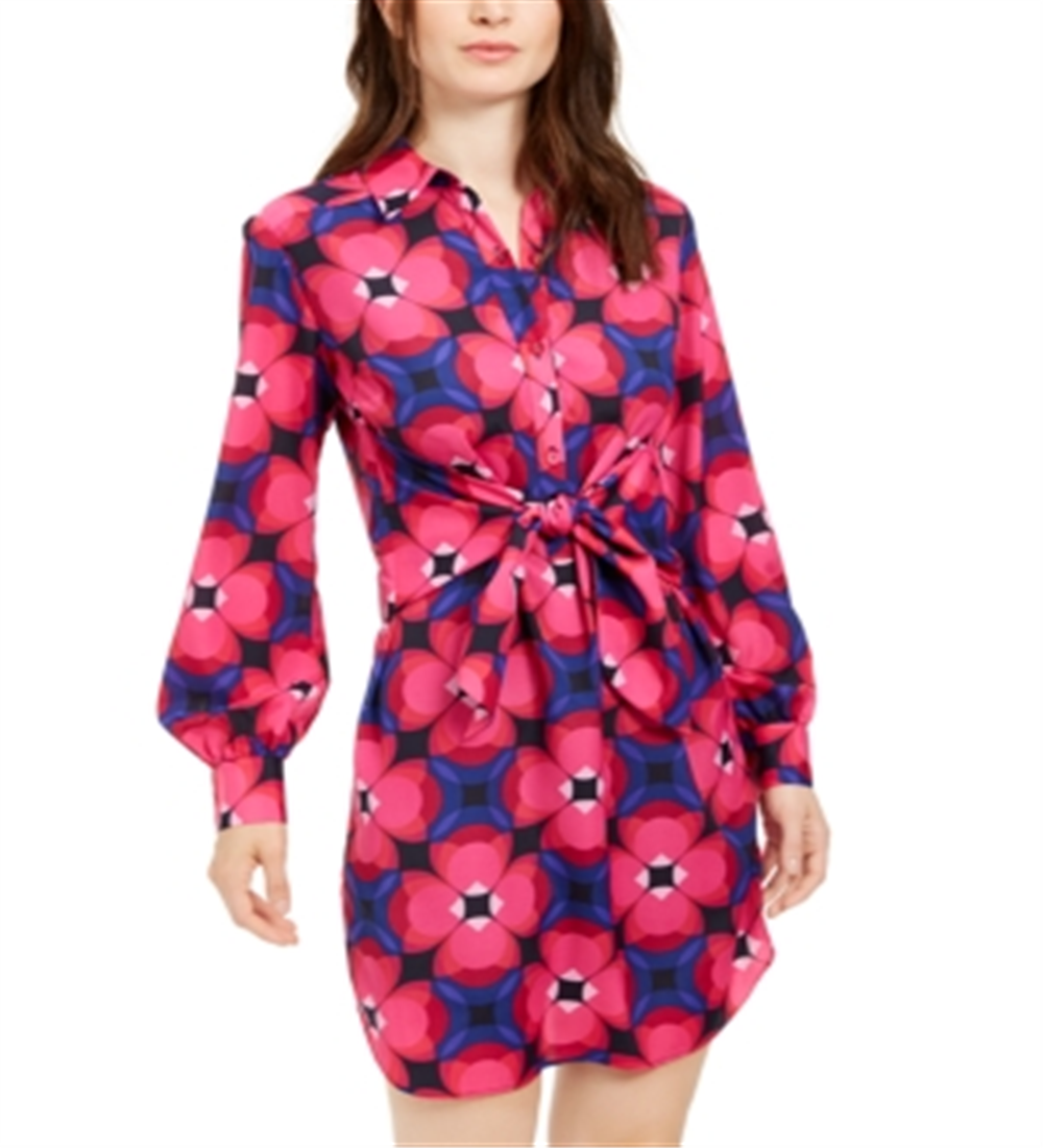 Trina Trina Women's Turk Printed Twist Front Shirtdress Pink Size X-Large