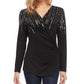 Karen Kane Women's Sequin Print Wrap Top Black Size X-Large