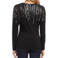 Karen Kane Women's Sequin Print Wrap Top Black Size X-Large