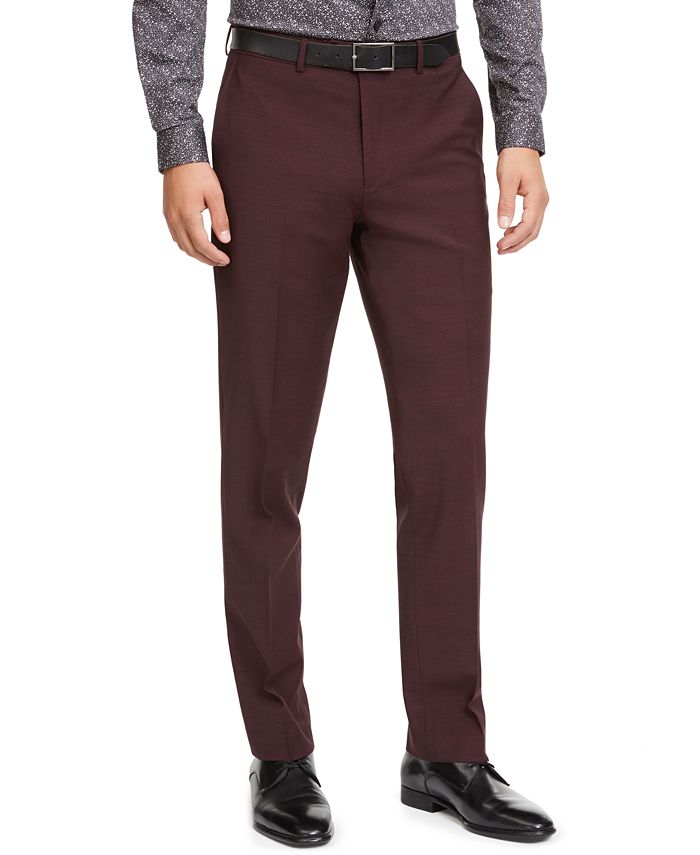 Bar III Men's Slim Fit Active Stretch Solid Suit Pants Red Size 31x32
