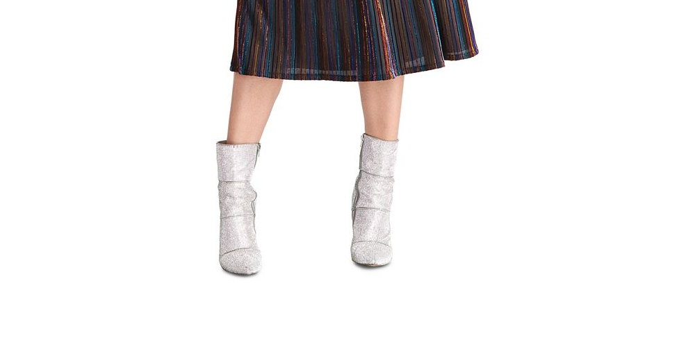 Rachel Roy Junior's Metallic Striped MIDI Skirt Black Size Small