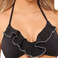 Salt + Cove Women's Juniors' Silver-Trimmed Push-Up Ruffled Bikini Top Black Size Medium