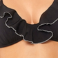 Salt + Cove Women's Juniors' Silver-Trimmed Push-Up Ruffled Bikini Top Black Size Medium
