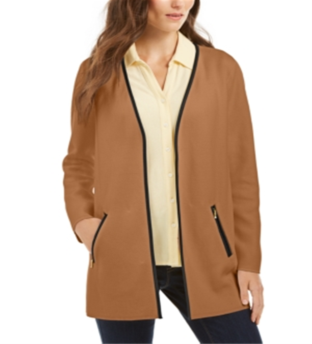 Charter Club Women's Milano Cotton Completer Sweater Brown Size Petite XL