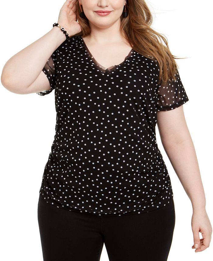 INC International Concepts Plus Size  V-Neck Top  Black Size 1X