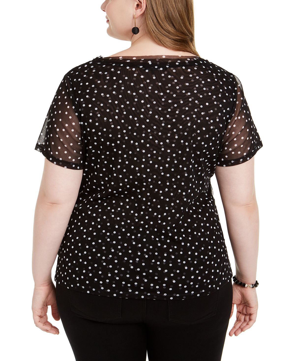 INC International Concepts Plus Size  V-Neck Top  Black Size 1X