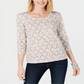 Karen Scott Women's Vine Print 3/4 Sleeve Top Brown Size Medium