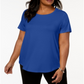 JM Collection Women's Plus Short Sleeve Top Blue Size 1X