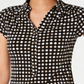 Charter Club Women's Short Sleeve Printed Polo Top Black Size Small